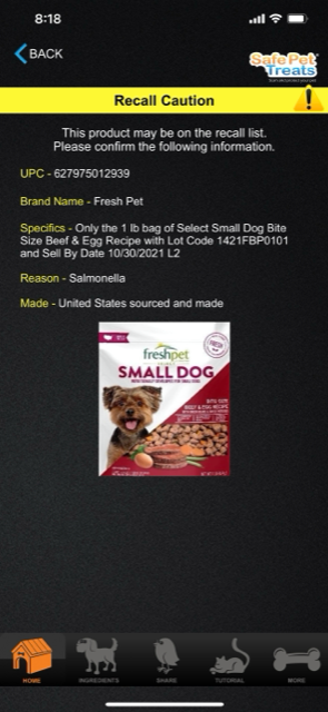 Freshpet Dog Food Recall June 2021